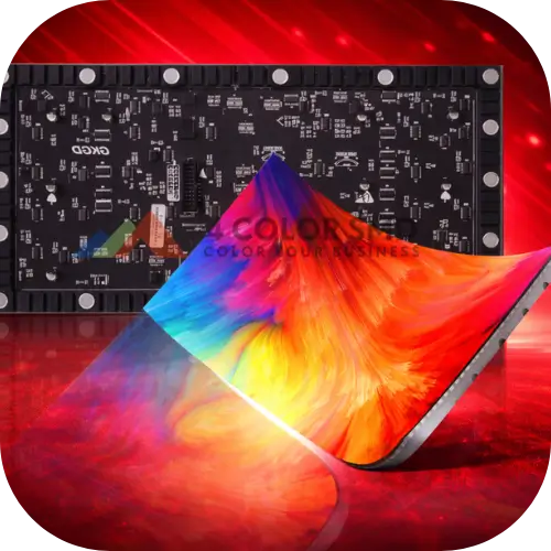 SMD LED module panel with flexible LED screen showing vibrant colors.